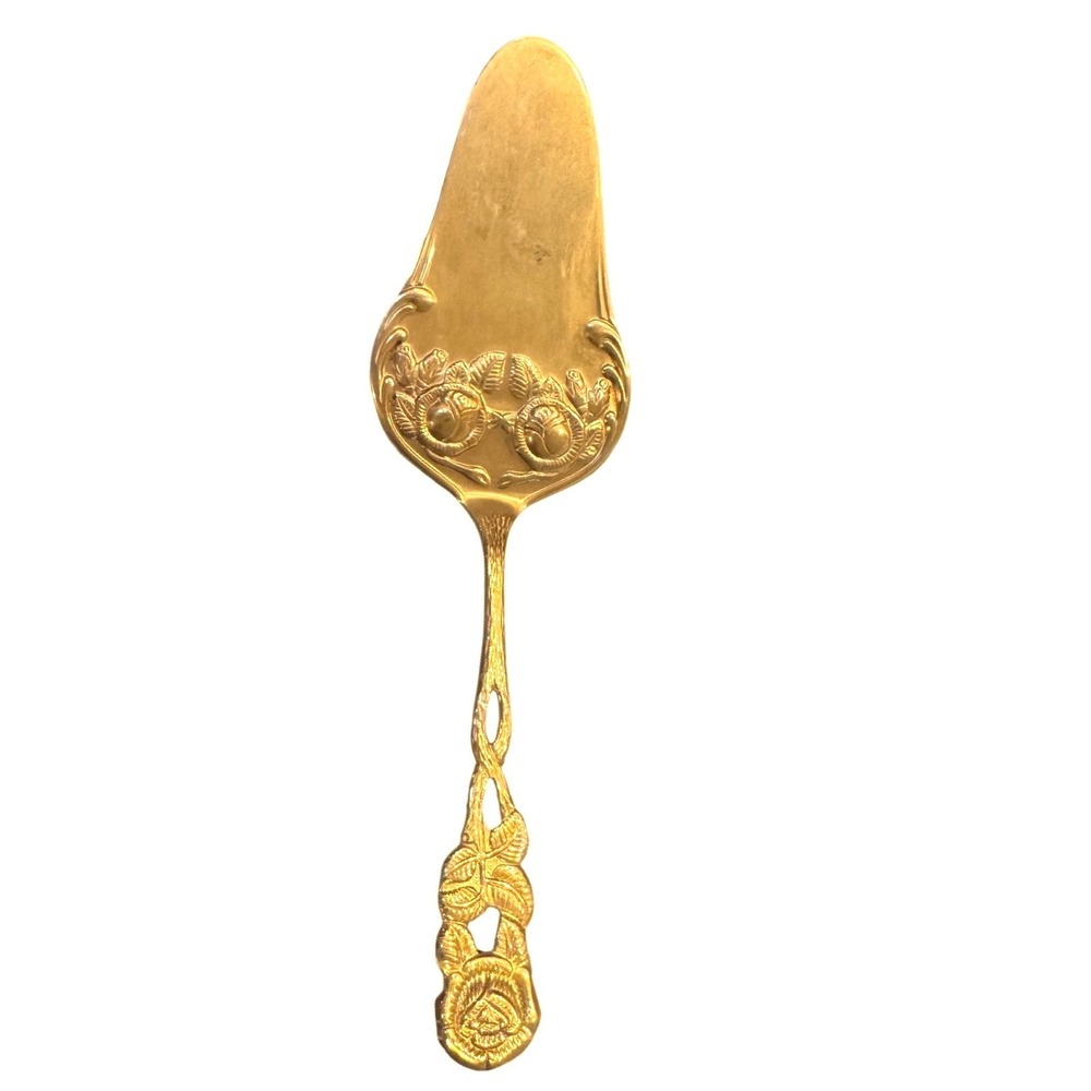 Solingen Germany Gold Plated Hildesheimer Rose Cake Server 18/10 Stainless Steel